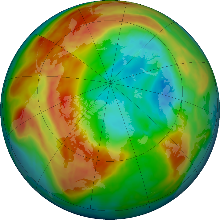 Arctic ozone map for 18 February 2016